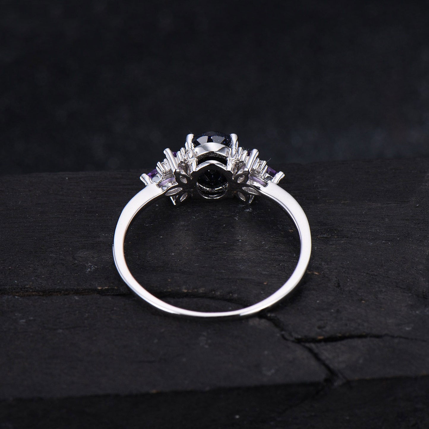 Vintage Oval Lavender Amethyst Engagement Ring Sterling Silver Cluster Wedding Ring Purple Amethyst Moissanite Bridal Ring Anniversary Gifts
