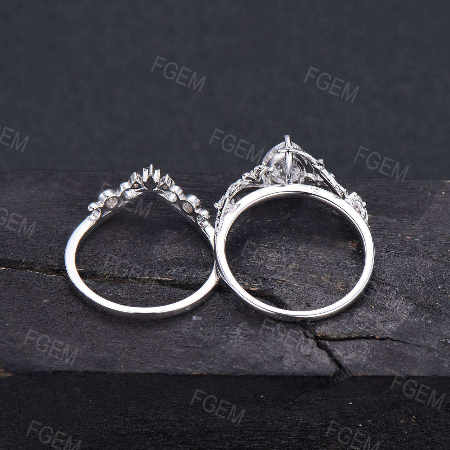 Flower Pear Shaped Moissanite Engagement Ring Set Cluster Moissanite Diamond Floral Wedding Ring Gold Celtic Knot Bridal Set Proposal Gifts