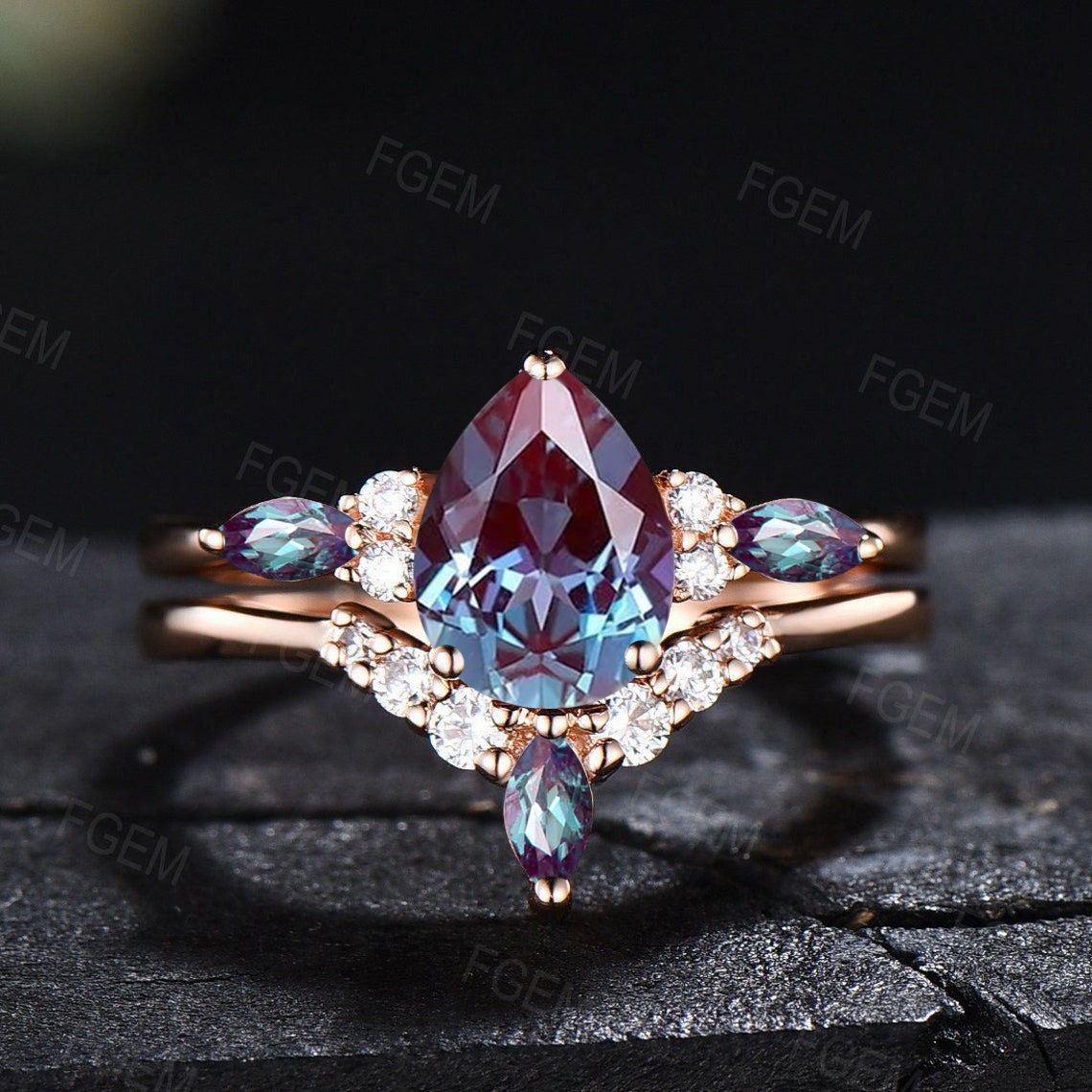 rose gold diamond ring set for Jessica DeLeo,ring size 4 1/2