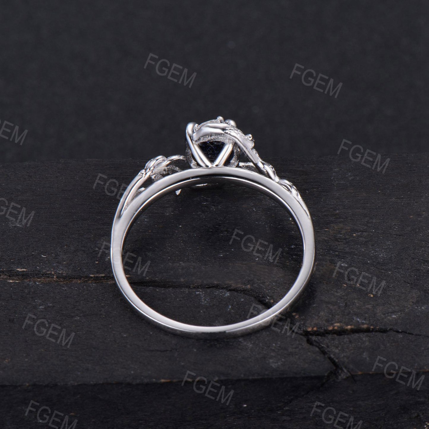 Double Snake Ring Natural Aquamarine Engagement Ring 14k White Gold Leaf Vine Moissanite Diamond Wedding Ring March Birthstone Proposal Gift