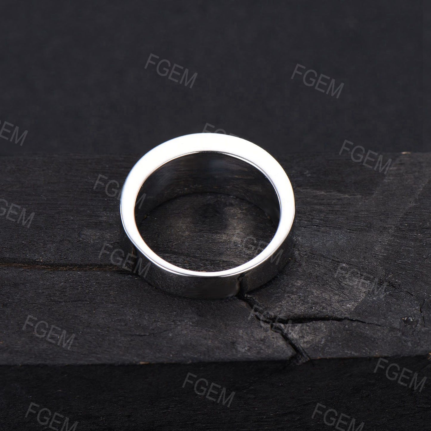 Sterling Silver Faceted Starry Sky Blue Sandstone Wedding Band 6mm Frosted Blue Goldstone Strip Men Engagement Ring Comfort Fit Ring for Men