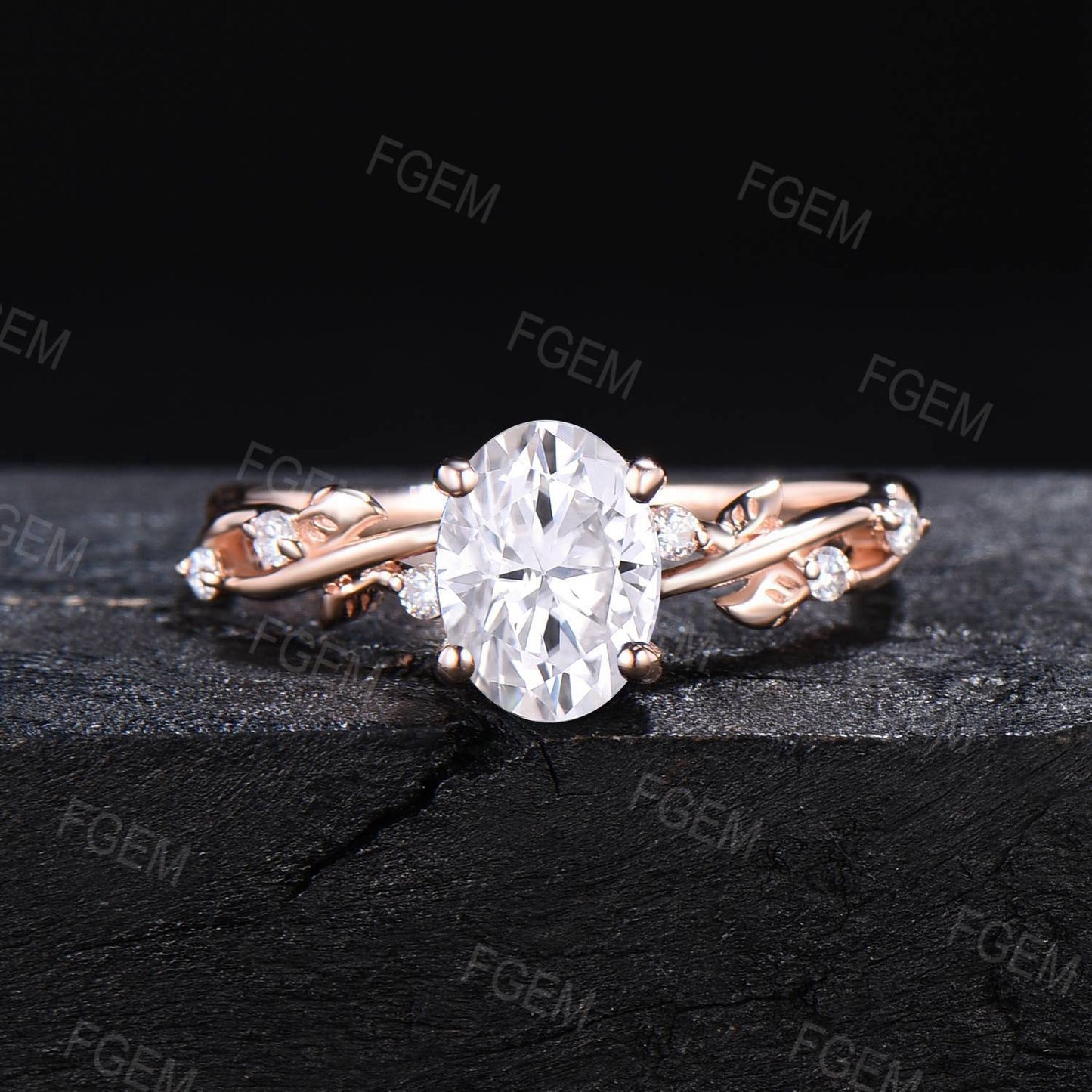 1.5ct Oval Moissanite Ring Set Nature Inspired Entangled Vines Moissanite Ring Classic Twig Leaf Ring Moissanite Botanical Ring Promise Gift