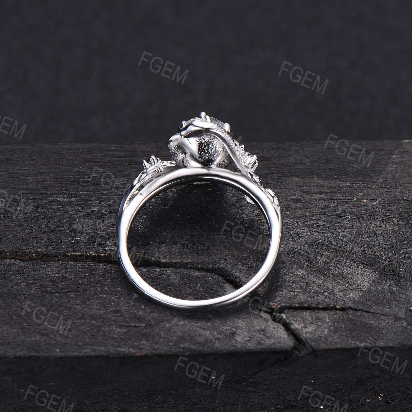 Floral Natural Moonstone Engagement Ring Double Snake Moissanite Diamond Promise Ring Twig Leaf Rainbow Moonstone Wedding Ring Serpent Ring