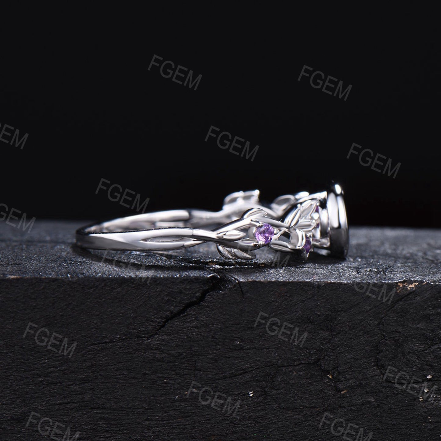 Nature Inspired Round Blue Sapphire Engagement Ring Entangled Vines Amethyst Ring Silver Moon Star Design Sapphire Wedding Ring Women Gifts