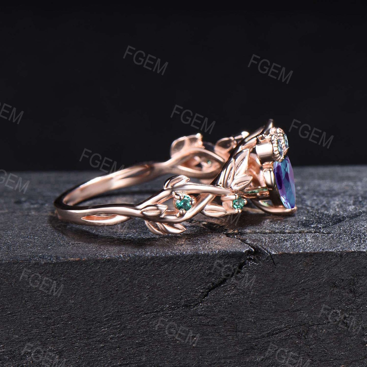 Owl Teardrop Moss Agate Engagement Ring Branch Leaf Vine Aquatic Agate Emerald Wedding Ring Nature Style Owl Lover Ring Green Gemstone Ring