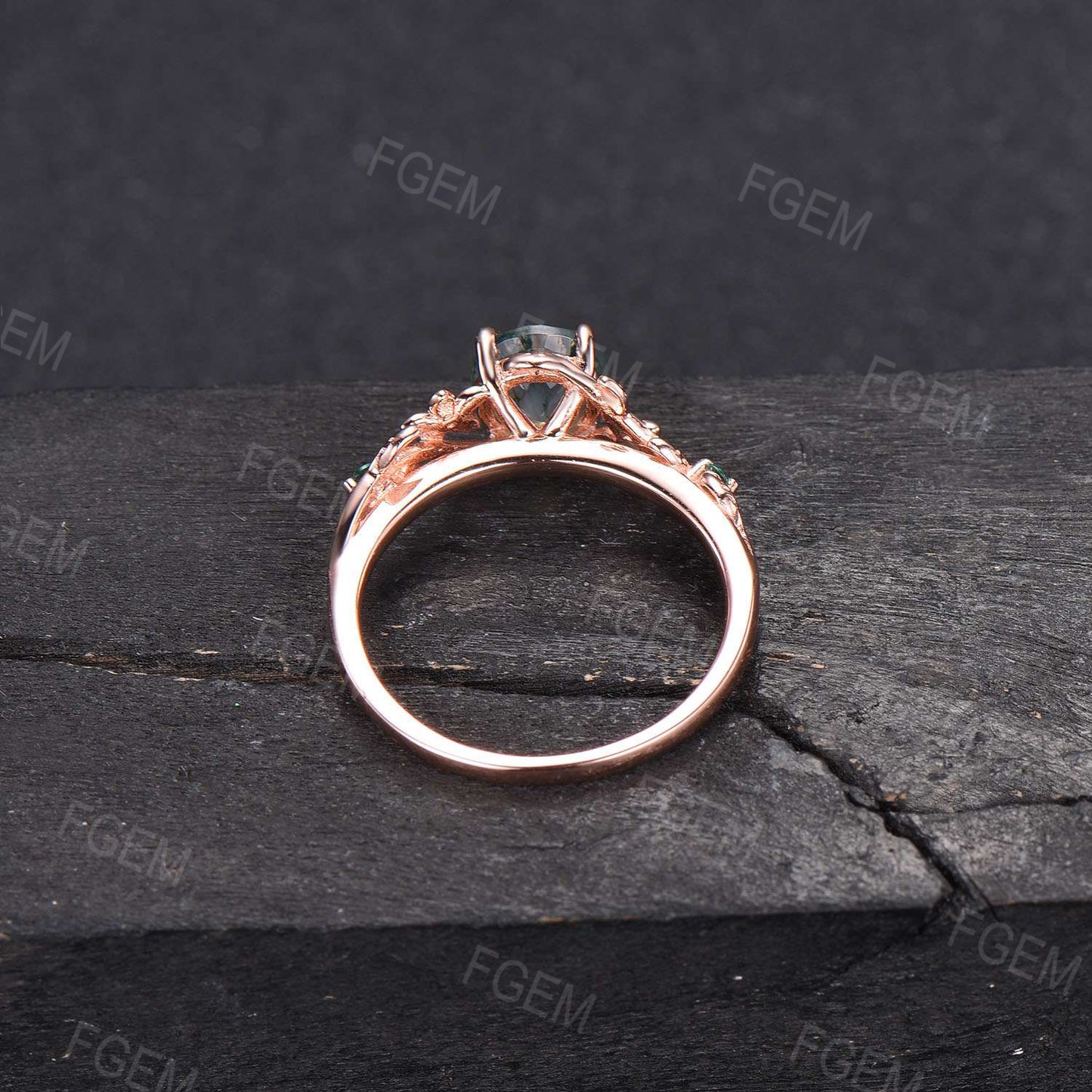 1ct Round Nature Inspired Natural Moss Agate Engagement Ring Women Sterling Silver Green Emerald Floral Wedding Ring Unique Gemstone Gifts