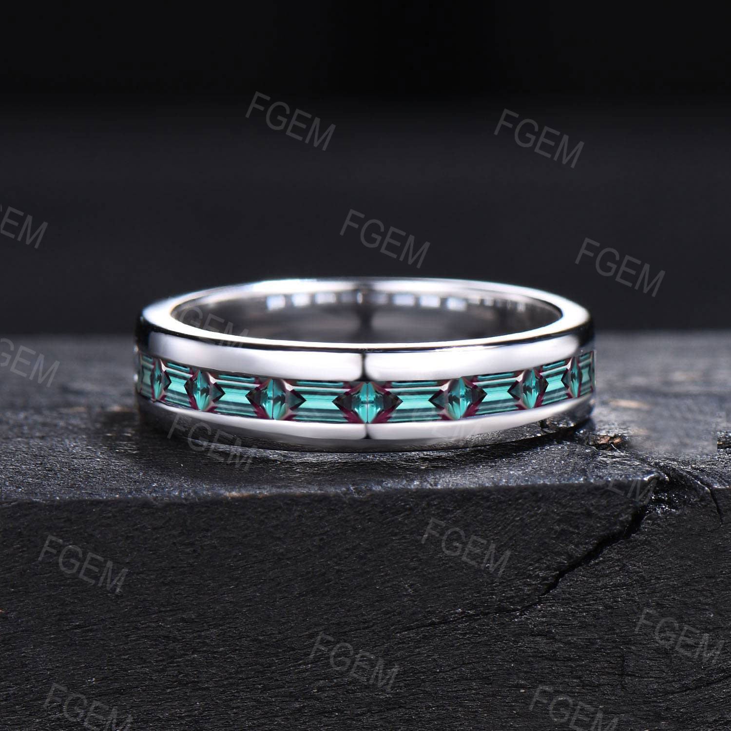 Mens alexandrite wedding on sale band