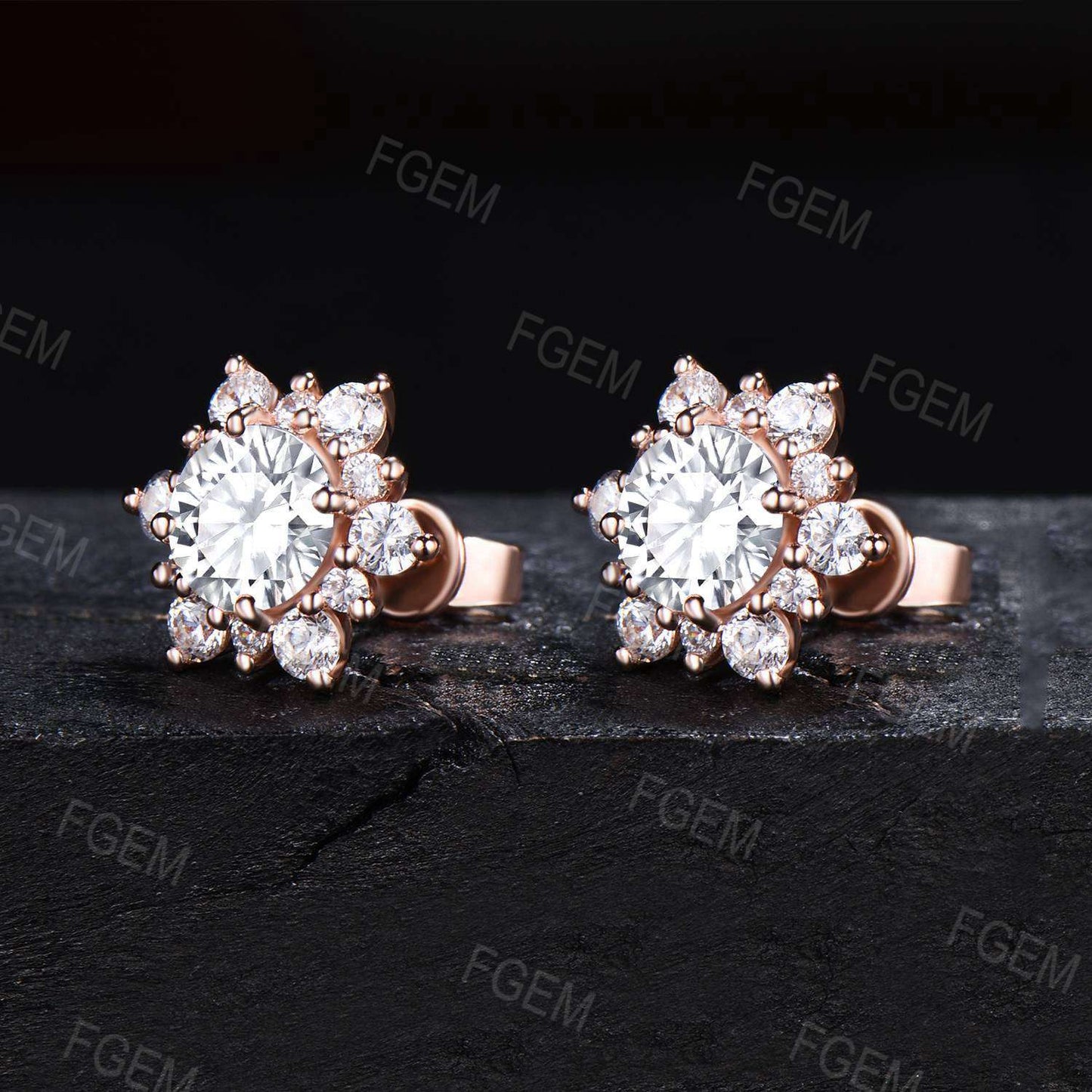 Moissanite Snowflake Earrings Winter Cluster Moissanite Stud Earrings Minimalist Bridal Jewelry Gemstone Earrings Christmas Gifts for Women