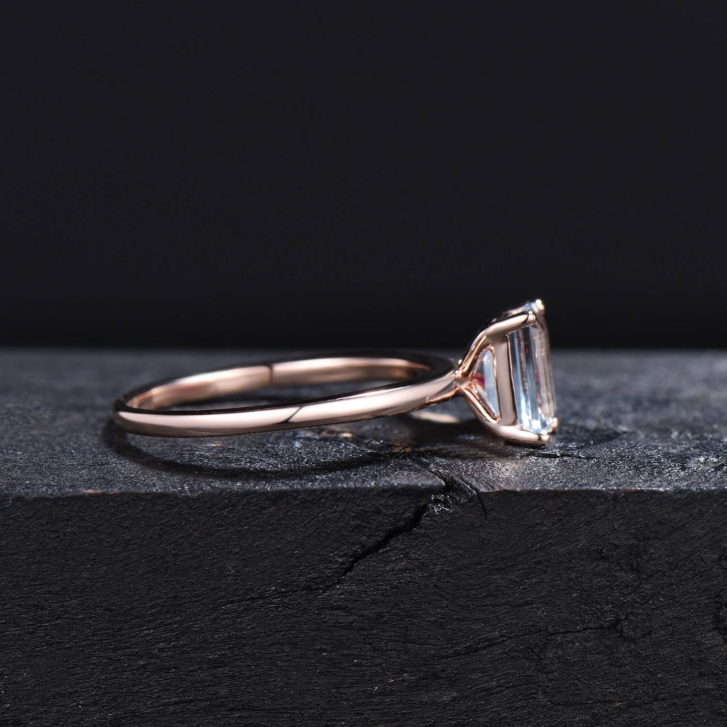 Toi Et Moi Ring,Pear and Emerald Cut Natural Aquamarine Ruby Ring,Two Stone Engagement Ring , 14k Solid Gold Aquamarine Wedding Promise Ring