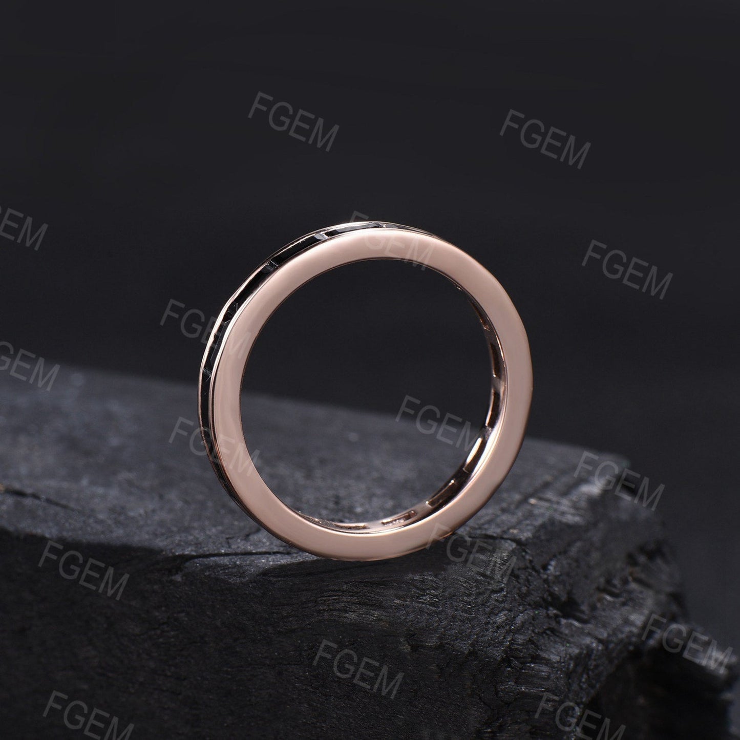 Baguette Cut Color-Change Alexandrite Wedding Band for Men/Women Vintage 10K/14K/18K Solid Rose Gold Matching Band Men Alexandrite Rings