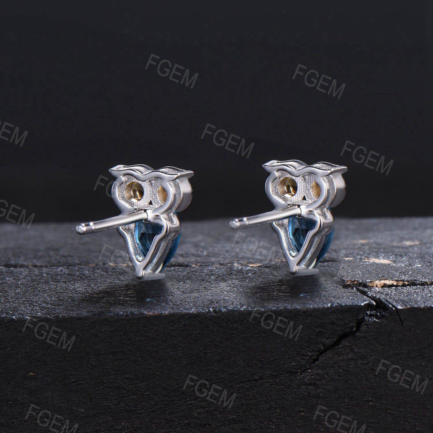 Unique Owl Stud Earrings Pear London Blue Topaz Earrings Antique Animal Inspired Citrine Earrings Minimalist Birthstone Jewelry Wedding Gift