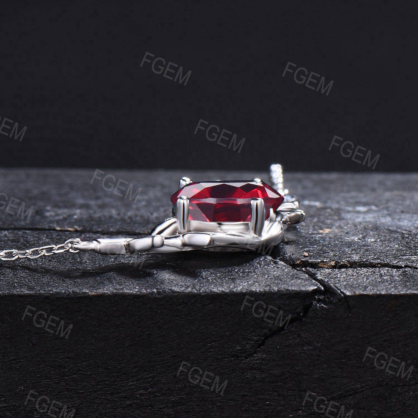 Nature Inspired Ruby Solitaire Necklace Leaf Band Ruby Pendant Twig leaf Vine July birthstone Jewelry 8mm Round Ruby Necklace Gifts For Her