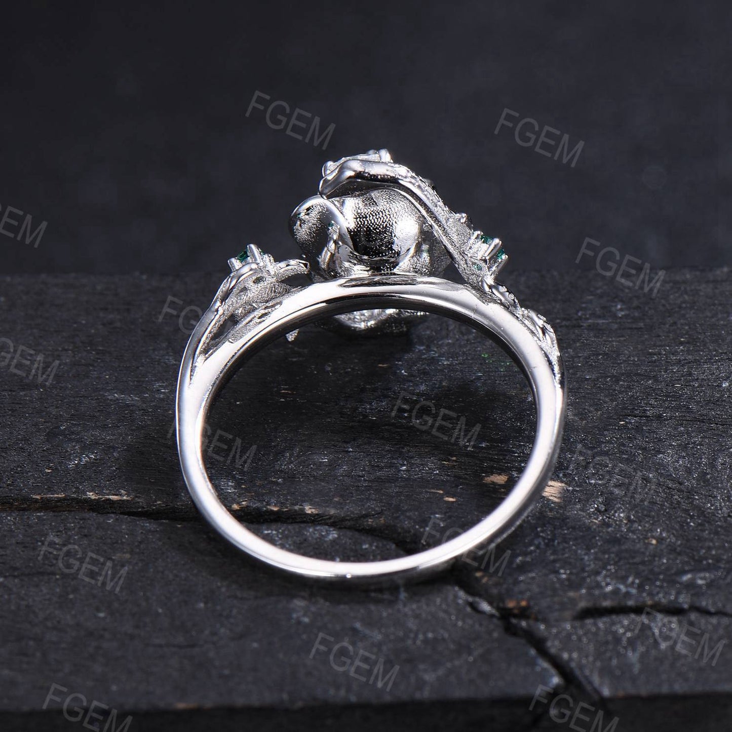 Double Snake Ring Rose Gold Natural Green Moss Agate Wedding Ring Floral Engagement Ring Twig Leaf Aquatic Agate Emerald Ring Proposal Gifts
