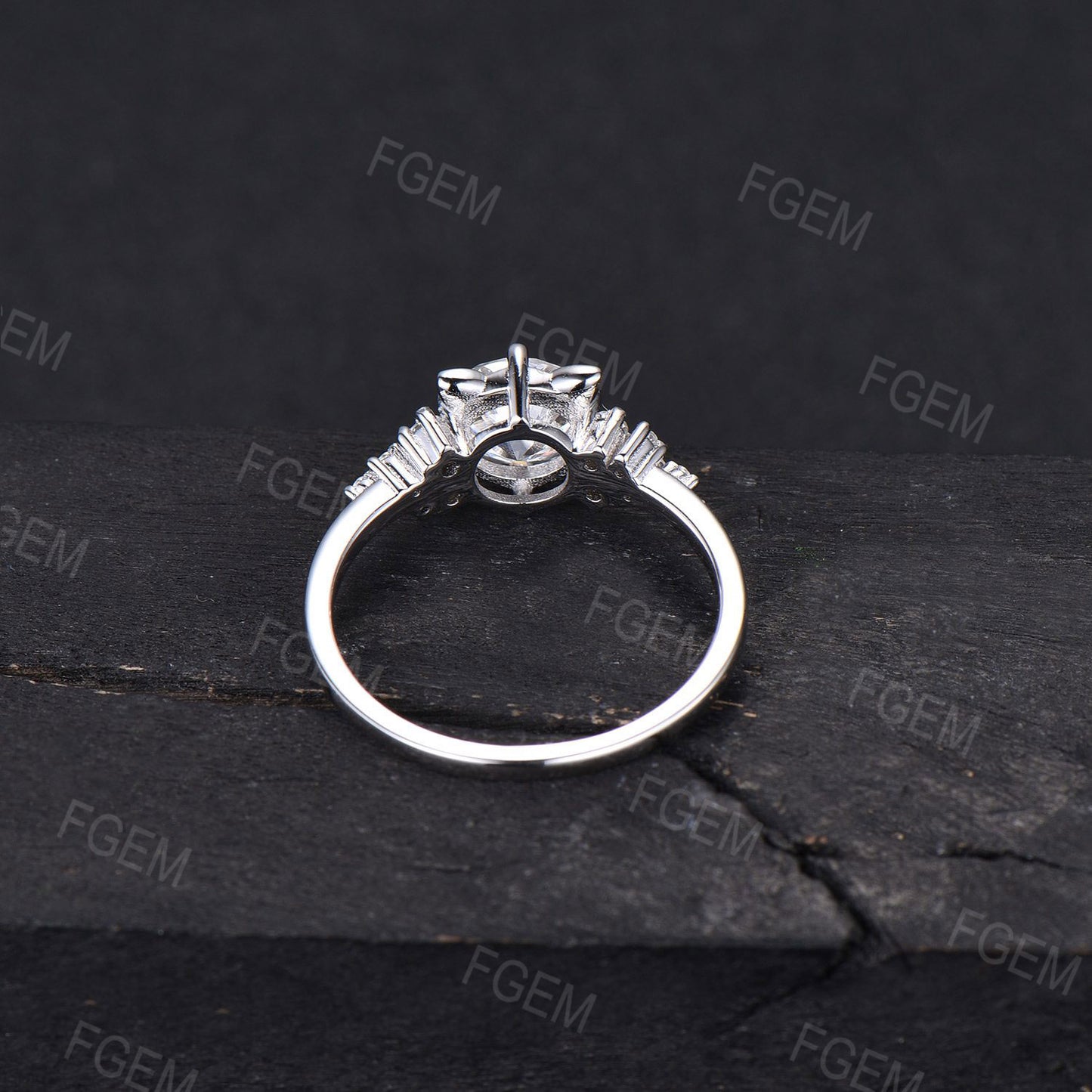 Cat Engagement Ring 7mm Round Moissanite Ring Unique Cat Moissanite Cluster Ring Snowdrift Ring Gold Cat Ring Anniversary Gift For Cat Lover