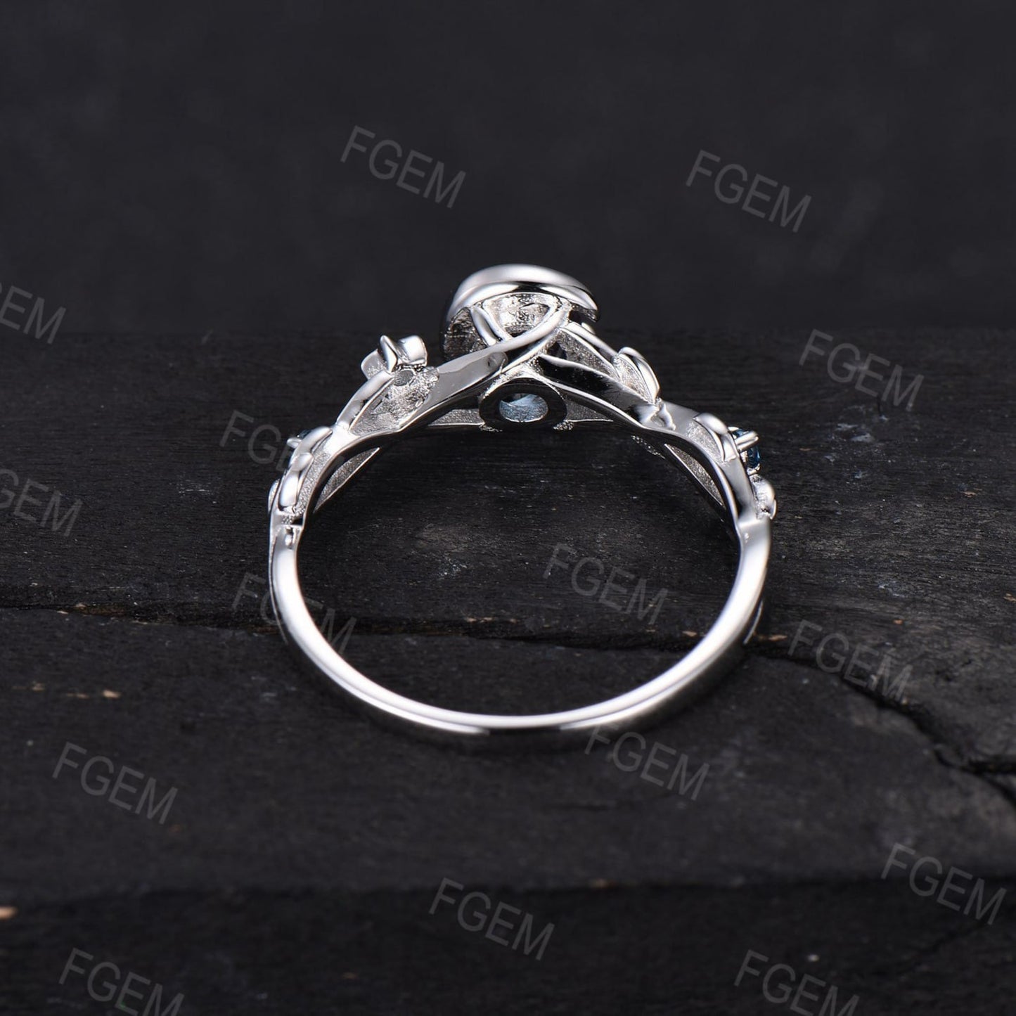 Vintage Round Black Rutilated Quartz Engagement Ring Sterling Silver Star Moon Cluster Black Spinel Personalized Black Gemstone Jewelry Gift