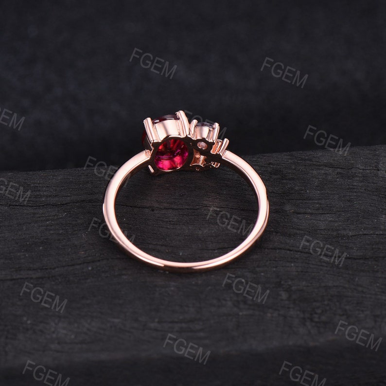 1.5ct Oval Cut Ruby Gemstone Jewelry 14K Rose Gold Ruby Alexandrite Amethyst Cluster Engagement Ring Multi Birthstone Ring Personalized Gift