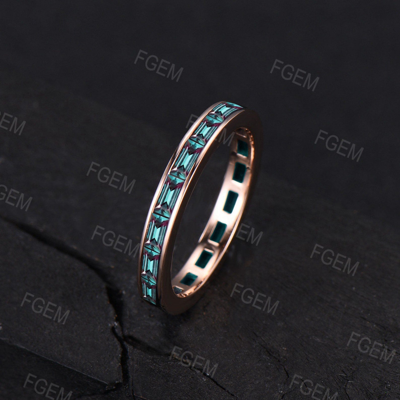 Mens alexandrite hot sale wedding band