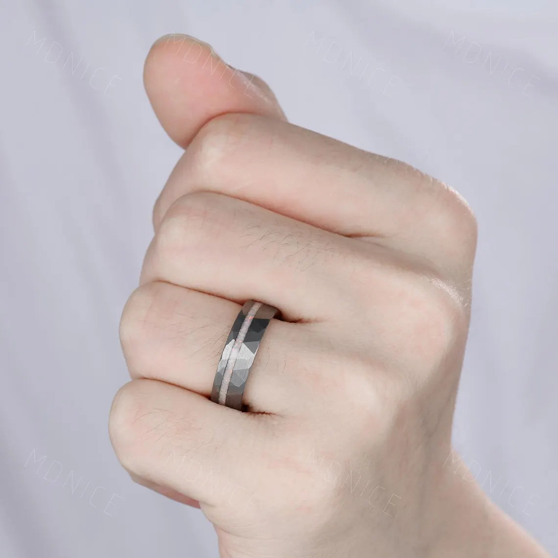 Hammered Opal Tungsten Wedding Band: Meteorite Whiskey Barrel Ring Never Fade Men Ring