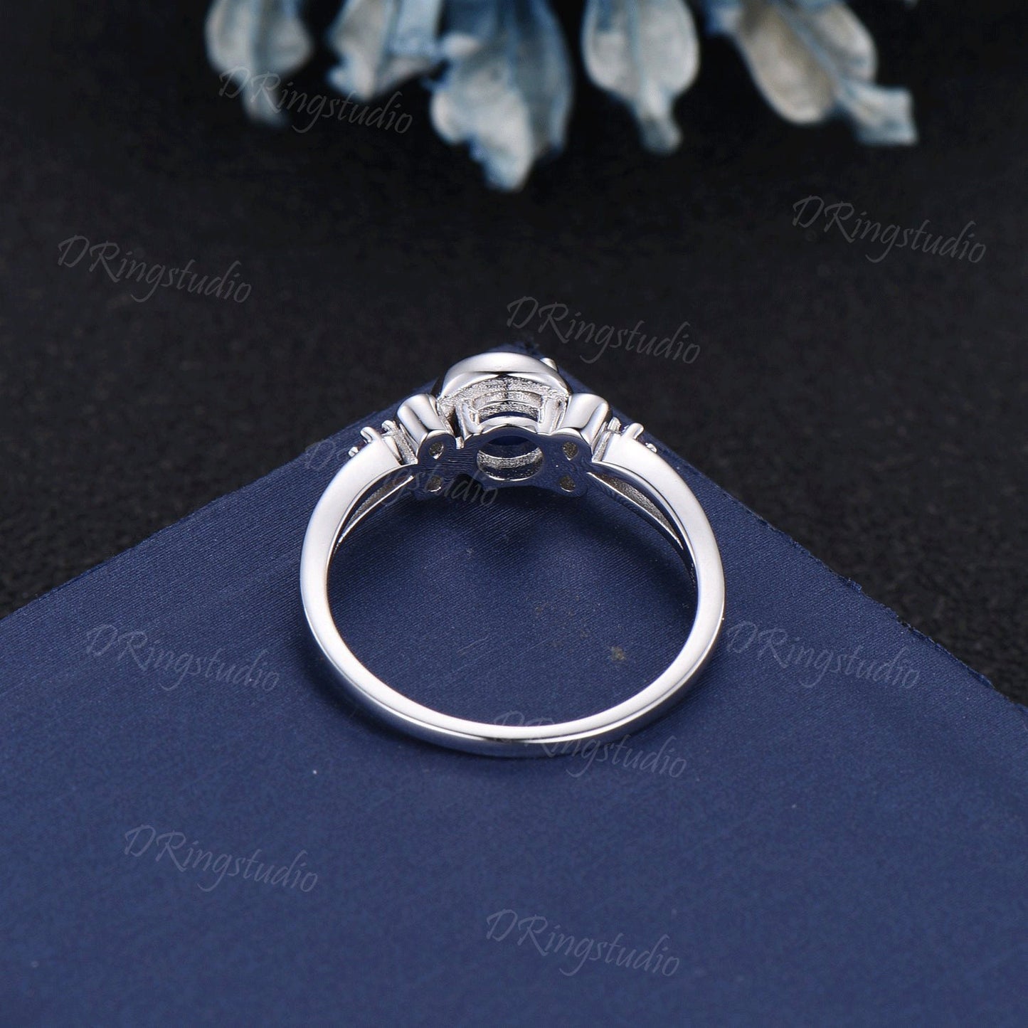 Unique Moon Leaf Wedding Ring 5mm Round Cut Natural Lavender Amethyst Engagement Ring Cluster Amethyst Bridal Promise Ring Anniversary Gift