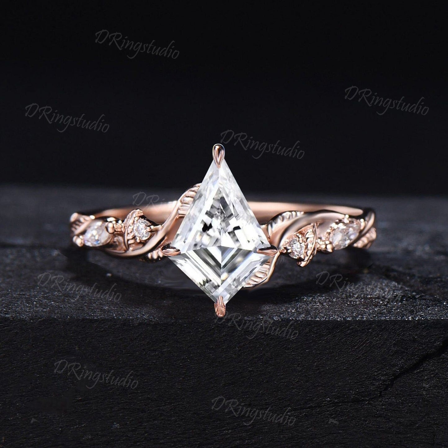 Vintage Kite Moissanite Bridal Set Garden Inspired Twig Wedding Ring Set Branch Vine lab grown diamond Jewelry Anniversary Gifts Fiance Ring