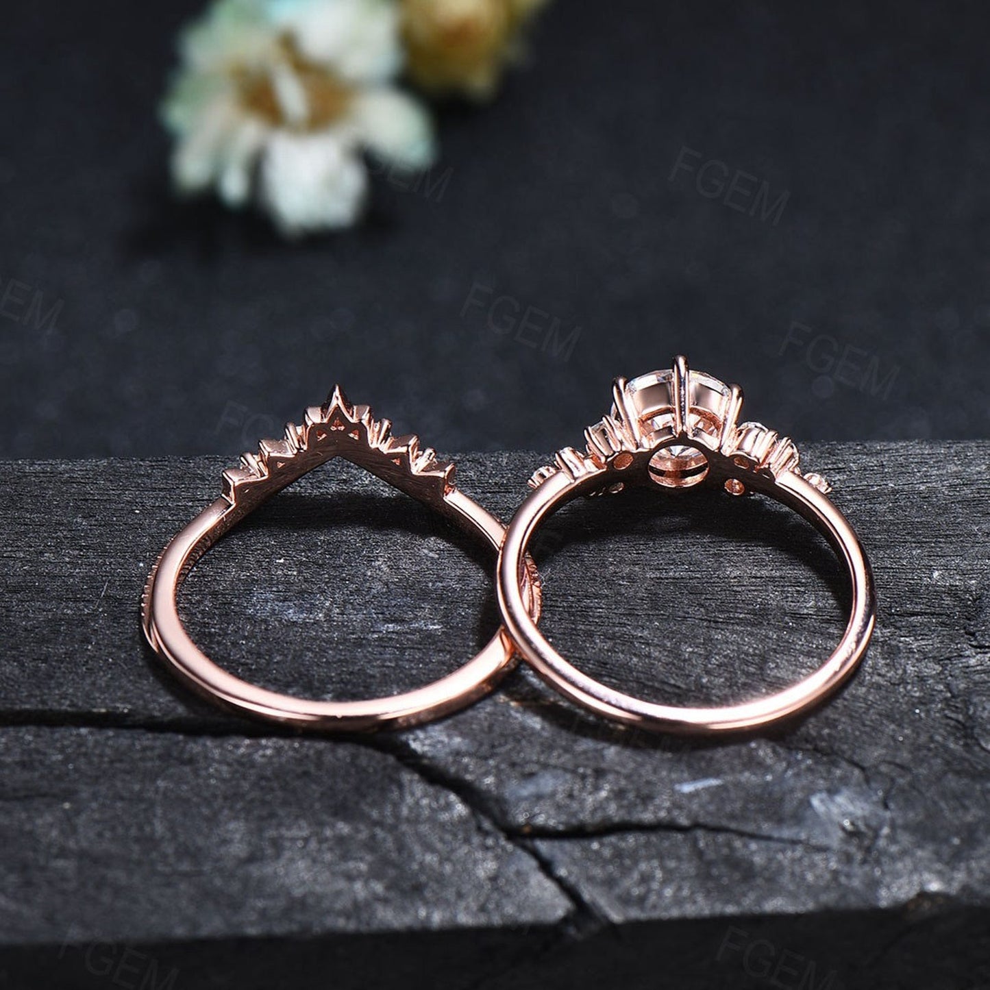 Sterling Silver 1ct Moissanite Diamond Wedding Sets Round Cut Moissanite Engagement Rings Set April Birthstone Promise Anniversary Ring Gift