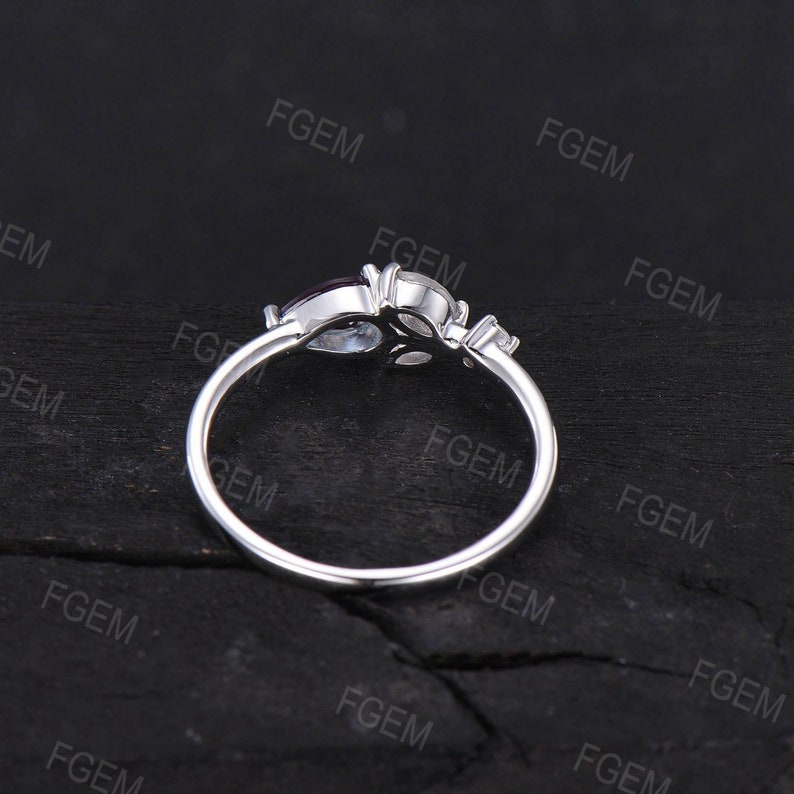 Dainty Alexandrite Moonstone Ring Rose Gold June Birthstone Ring Women Color-Change Alexandrite Engagement Rings Birthday Anniversary Gifts