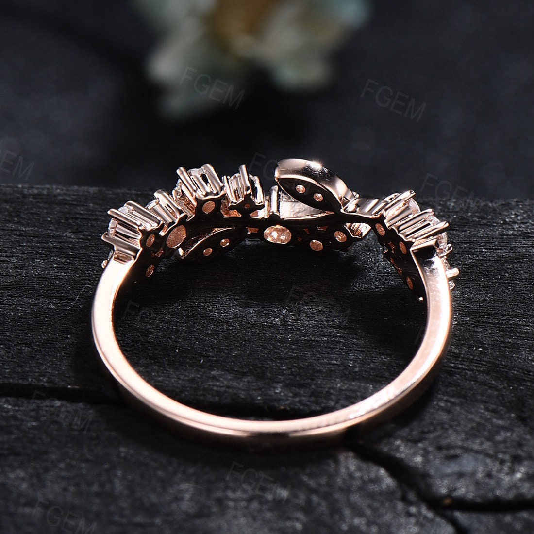 Flower Leaf Wedding Band Leaf Engagement Ring Solid Gold Branch Ring Vintage Moissanite Diamond Wedding Ring Unique Engagement Ring Women