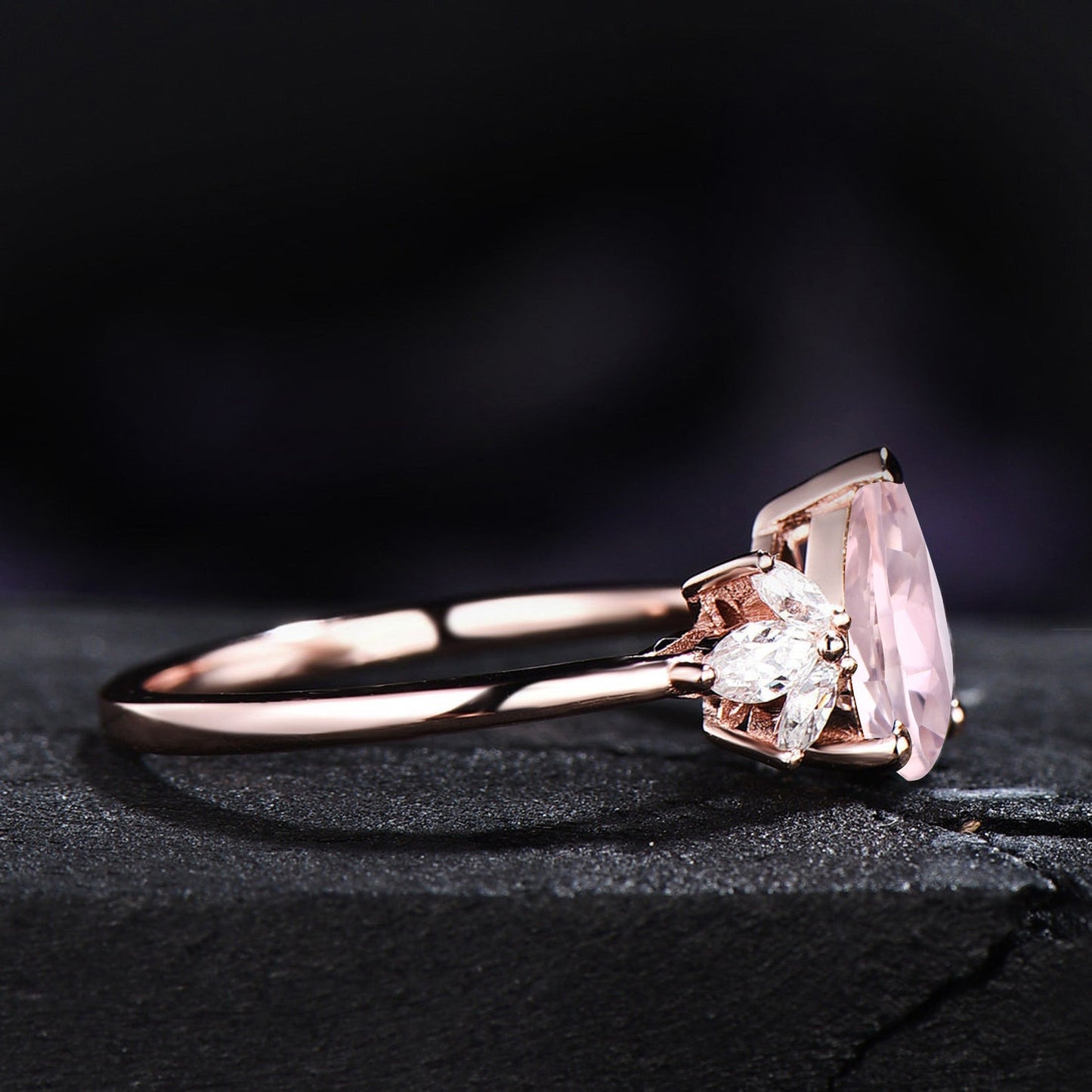 Pear Cut Morganite Engagement Ring Sterling Silver Pink Morganite Gemstone Wedding Ring Women Promise Birthday Anniversary Gift for Her