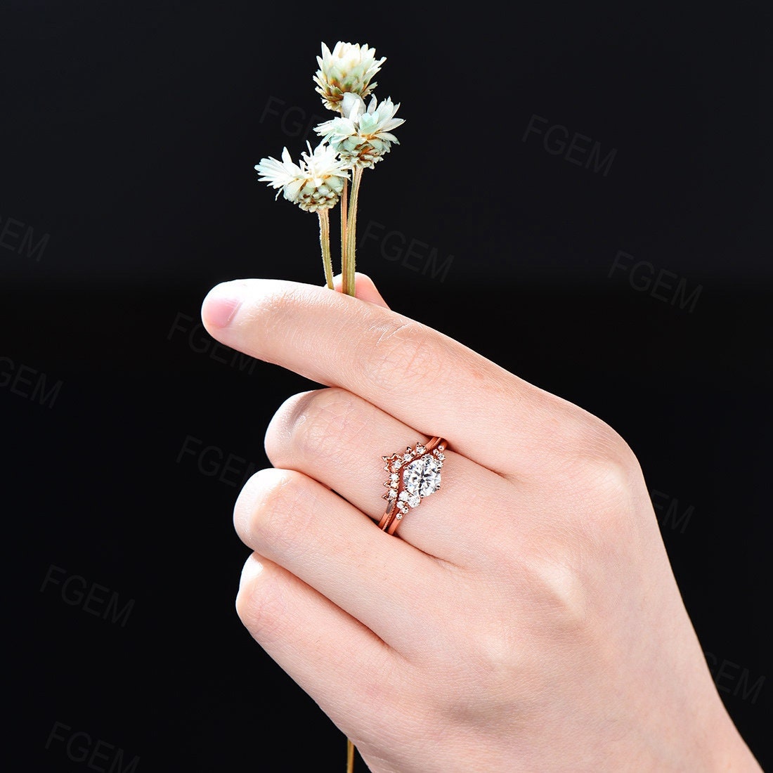 Sterling Silver 1ct Moissanite Diamond Wedding Sets Round Cut Moissanite Engagement Rings Set April Birthstone Promise Anniversary Ring Gift