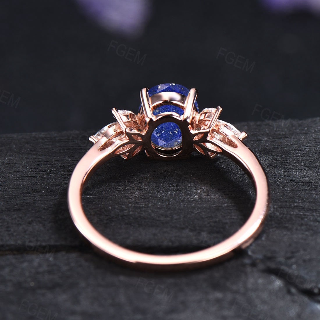 Sterling Silver Oval Cut Natural Lapis Lazuli Crystal Ring For Women Vintage Real Lazuli Jewelry Antique Blue Gemstone Ring Anniversary Gift