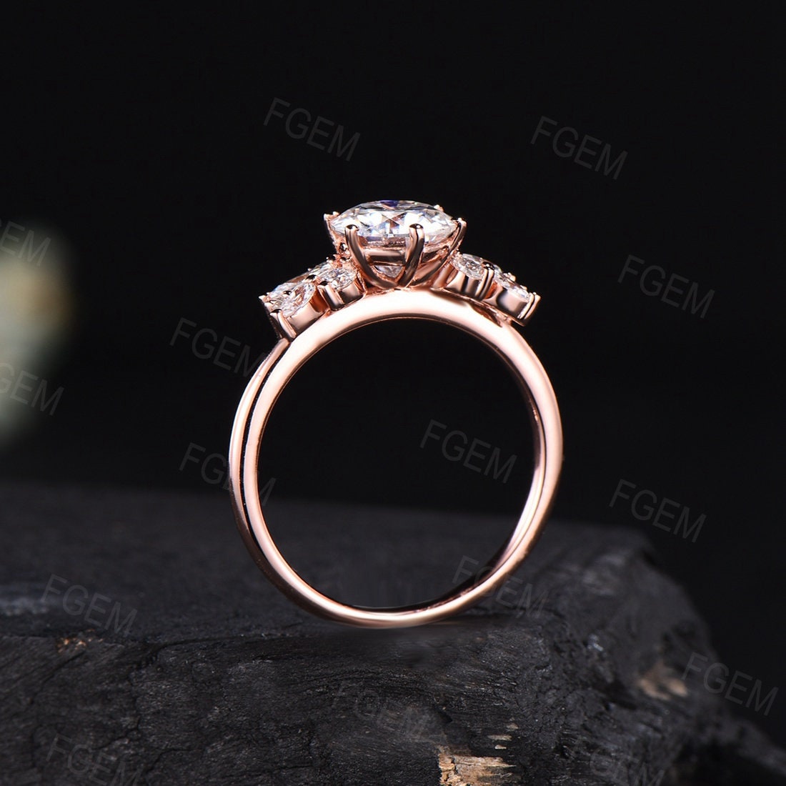1ct Round Cut Colorless Moissanite Cluster Engagement Rings Sterling Silver/10K/14K/18K Rose Gold Unique Diamond Wedding Ring Promise Gift