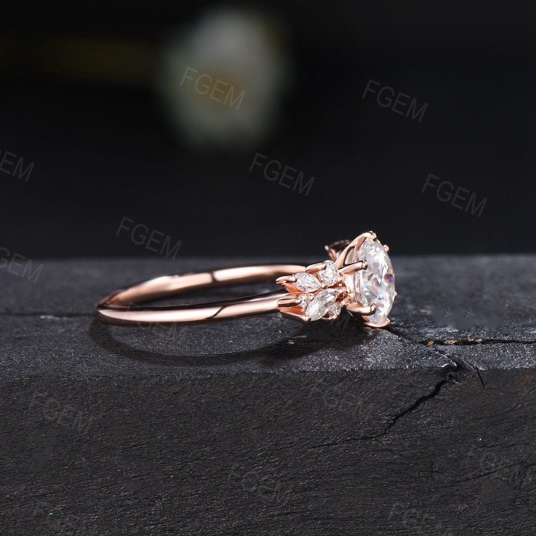 1ct Round Cut Colorless Moissanite Cluster Engagement Rings Sterling Silver/10K/14K/18K Rose Gold Unique Diamond Wedding Ring Promise Gift