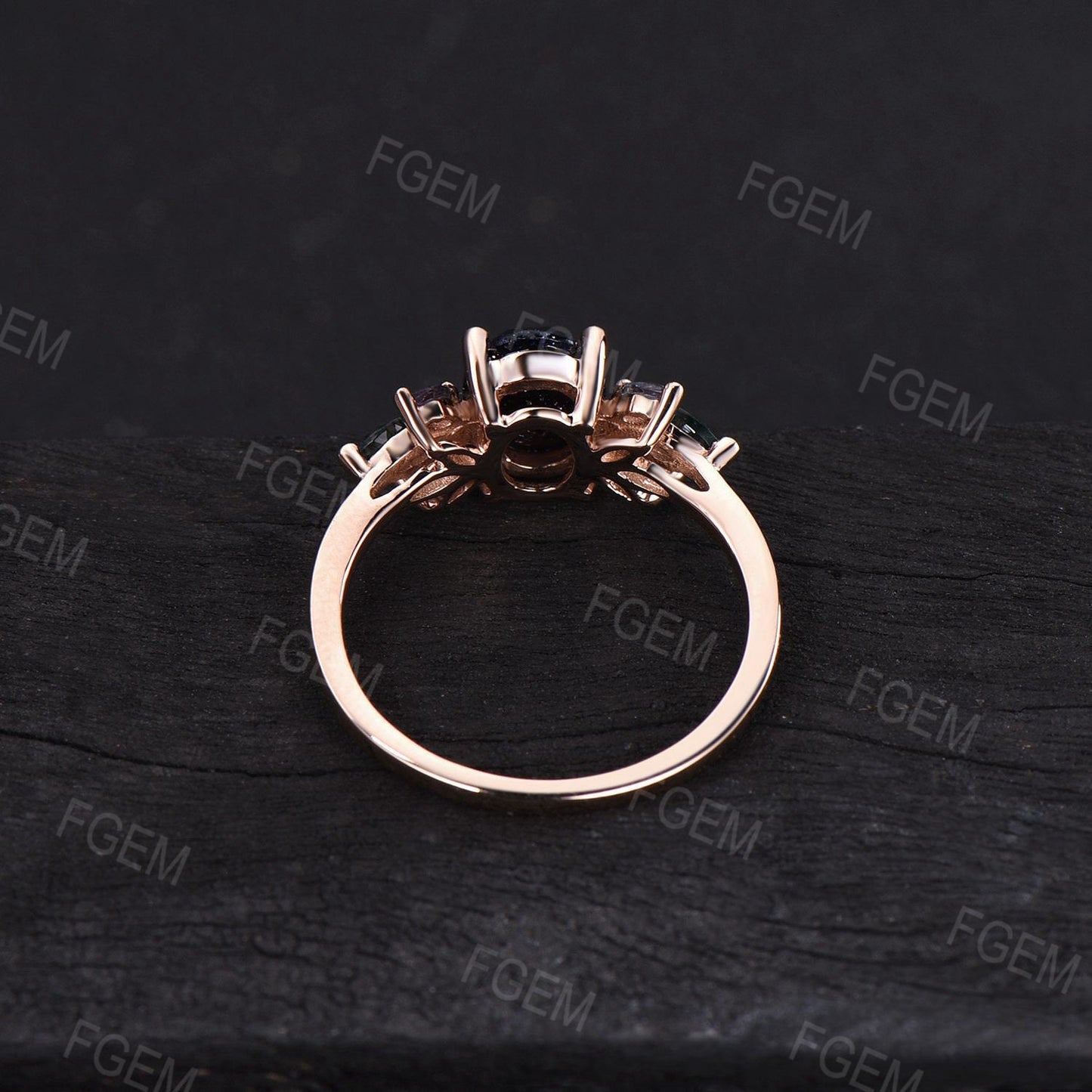 1.5ct Oval Cut Starry Sky Blue Sandstone Ring Moss Agate Cluster Engagement Ring Blue Goldstone Wedding Ring Unique Proposal Birthday Gifts