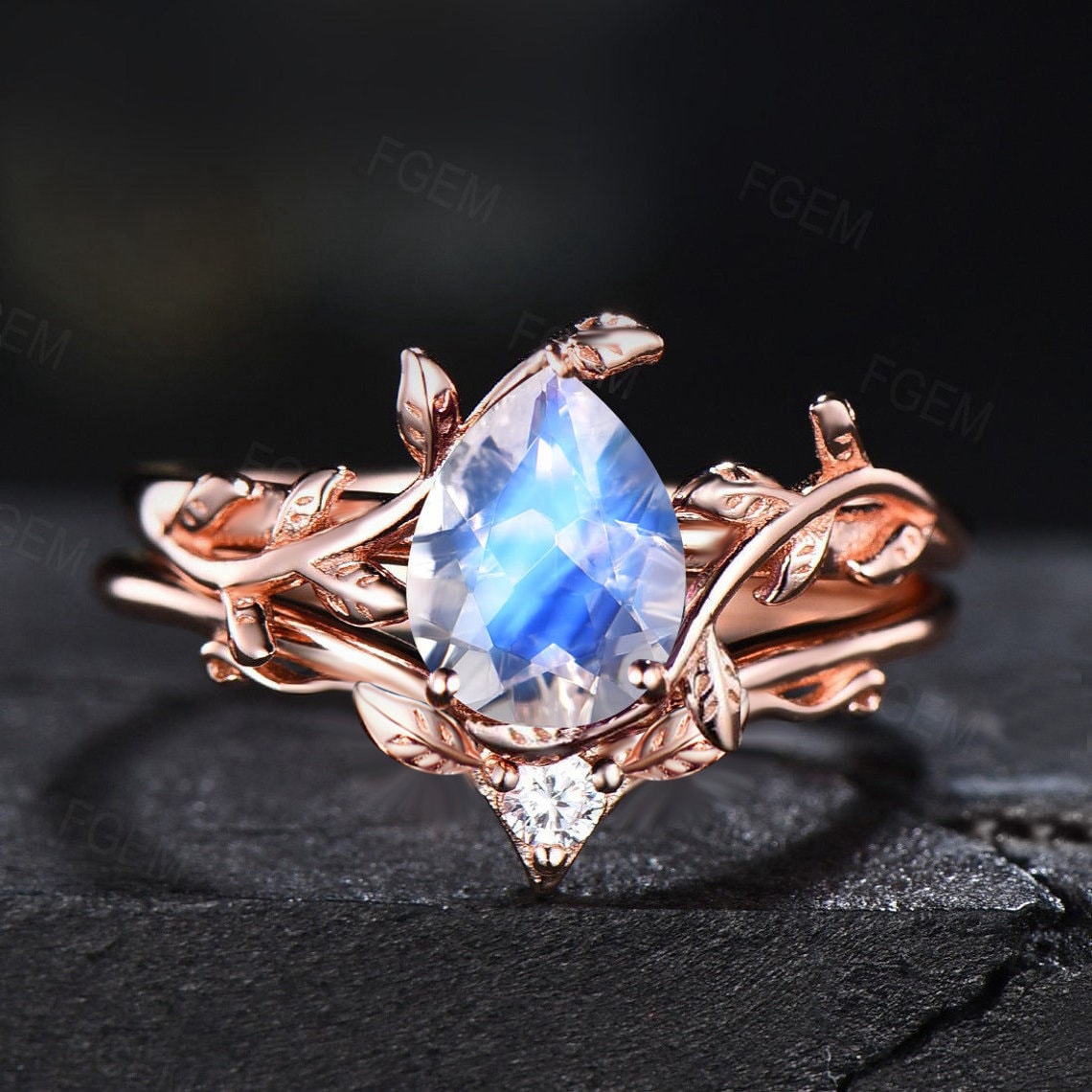 Moonstone Engagement outlet Ring Pear Shaped