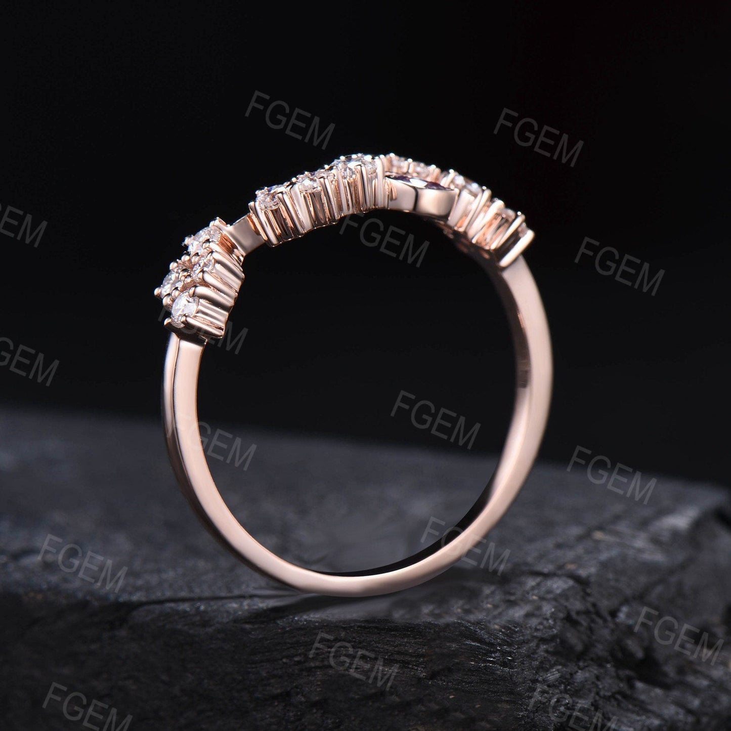 Flower Leaf Alexandrite Wedding Band Leaf Branch Ring Vintage Minimalist Moissanite Alexandrite Wedding Ring Unique Moissanite Wedding Band