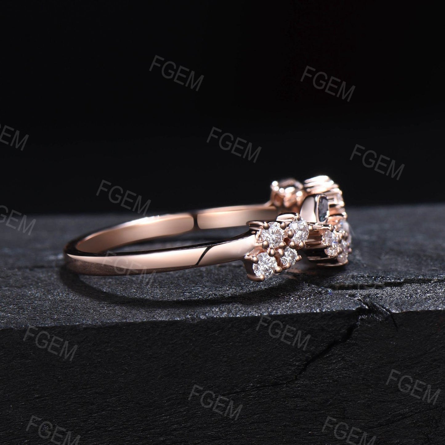 Flower Leaf Alexandrite Wedding Band Leaf Branch Ring Vintage Minimalist Moissanite Alexandrite Wedding Ring Unique Moissanite Wedding Band