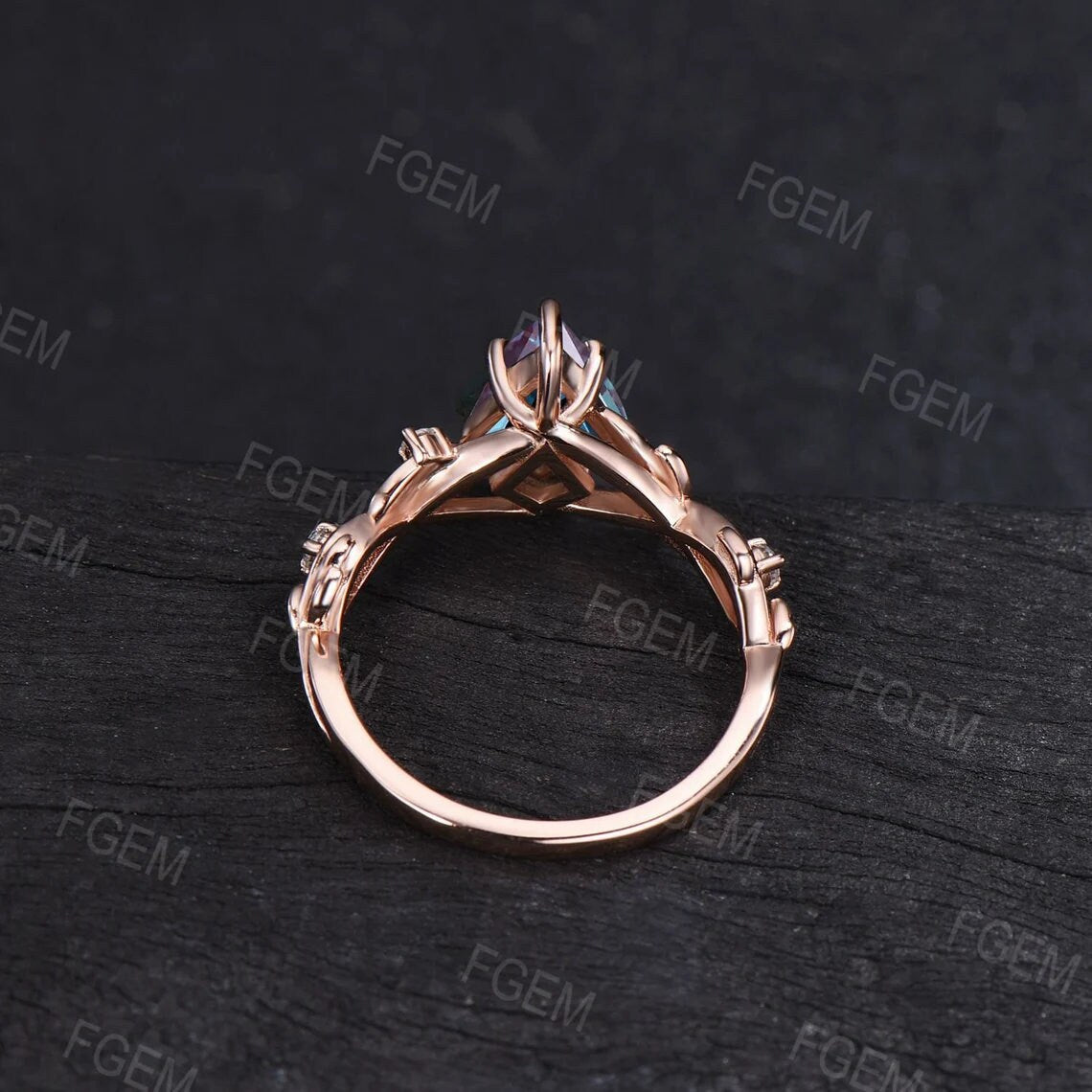 Nature Inspired Blue Sapphire Engagement Ring Vintage 1ct Kite Blue Sapphire Ring September Birthstone Jewelry Twist Leaf Blue Wedding Ring