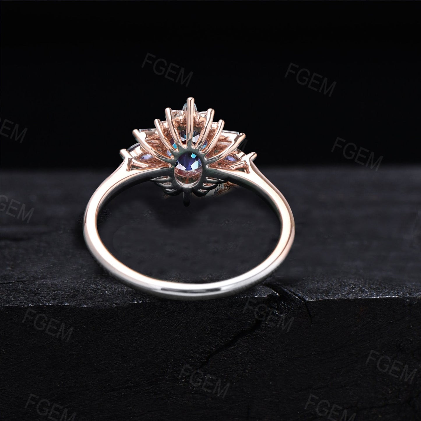 Round Moissanite Ring Rose Flower Engagement Ring Floral Cluster Halo Diamond Wedding Ring Nature Inspired Moissanite Jewelry Promise Gift