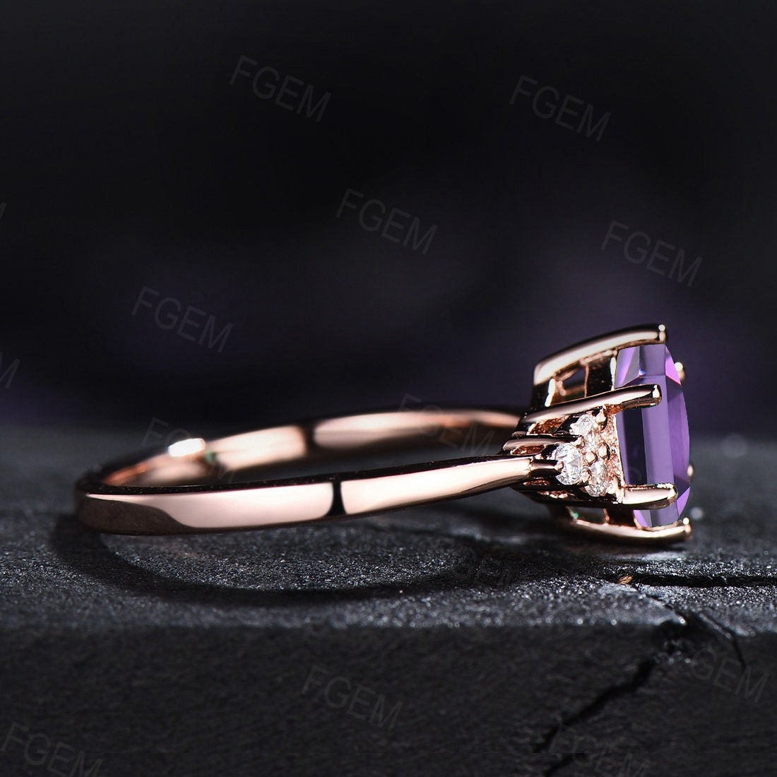 February Birthstone Wedding Ring Purple Crystal Ring 1ct Hexagon Cut Natural Amethyst Engagement Ring Sterling Silver Purple Gemstone Ring