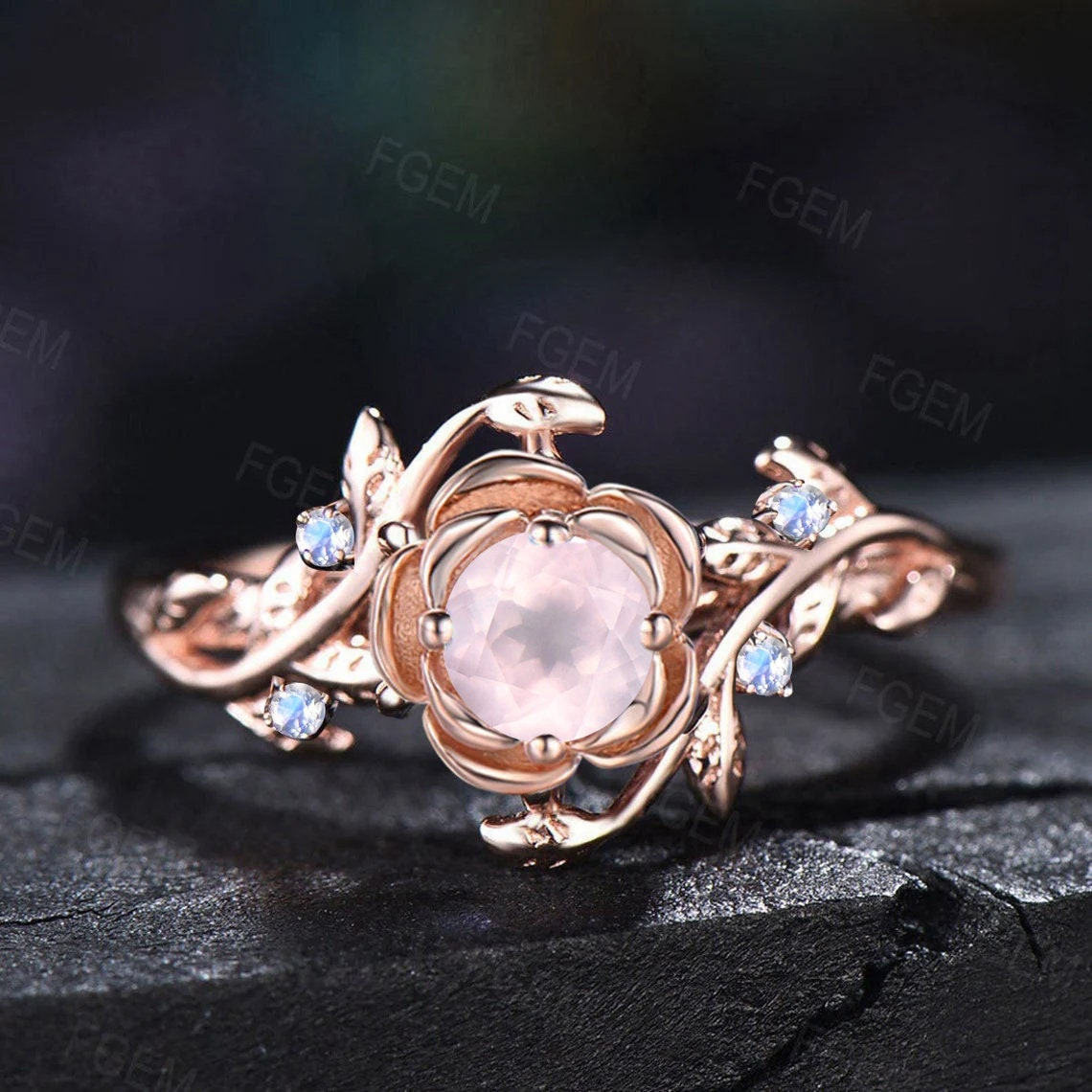 Rose Quartz Engagement Ring Quartz Romantic Rose Quartz Engagement