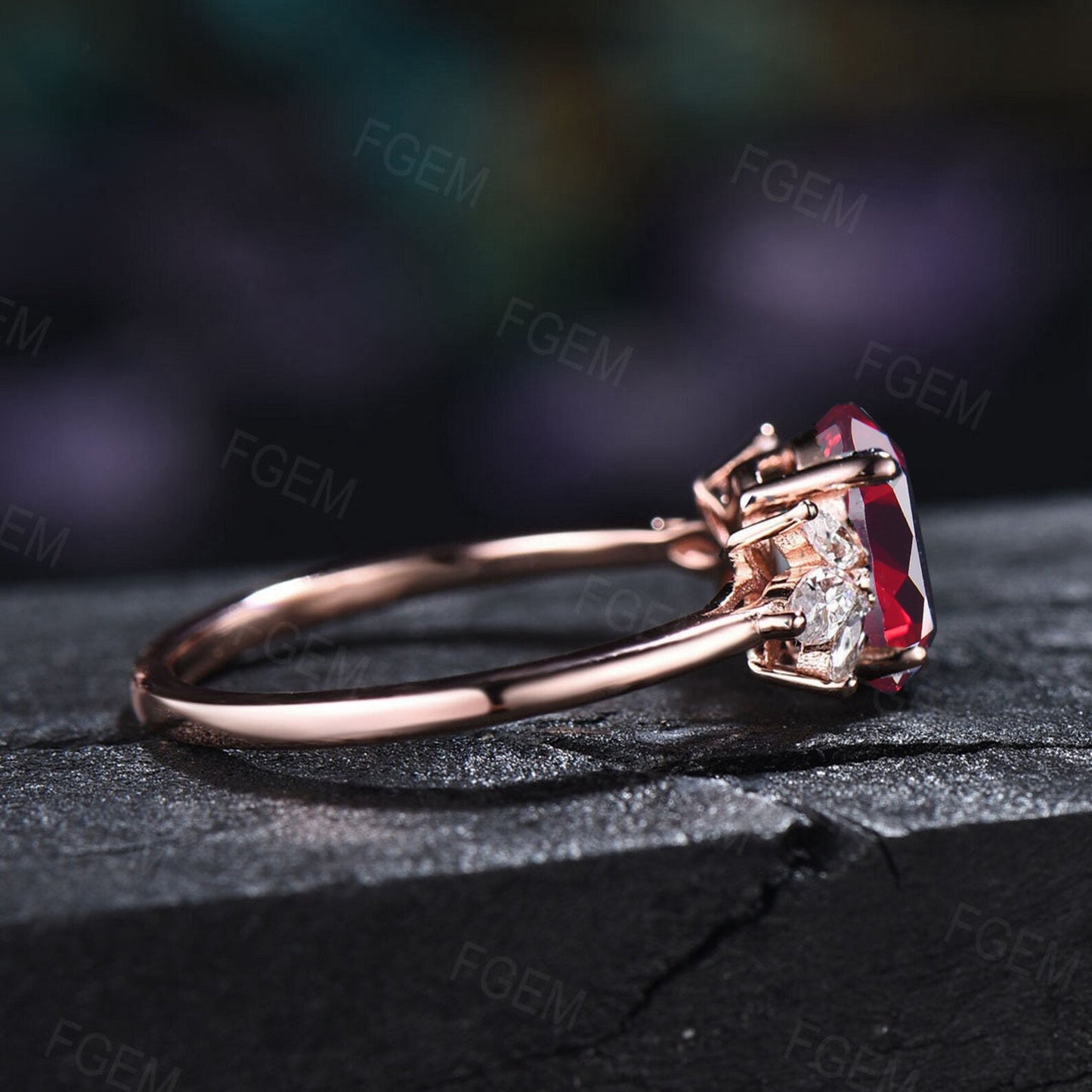1.5ct Oval Red Ruby Promise Ring Anniversary Gift for Wife Sterling Silver Ring With Stone Red Gemstone Unique July Birthstone Birthday Gift