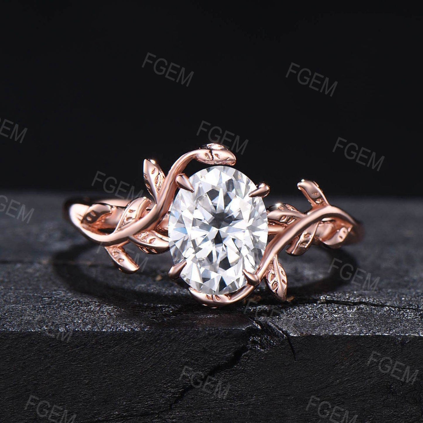 1.5ct Leaf Vine Oval Cut Moissanite Engagement Ring Nature Inspired Moissanite Diamond Wedding Ring Set Twig Branch Moissanite Bridal Sets