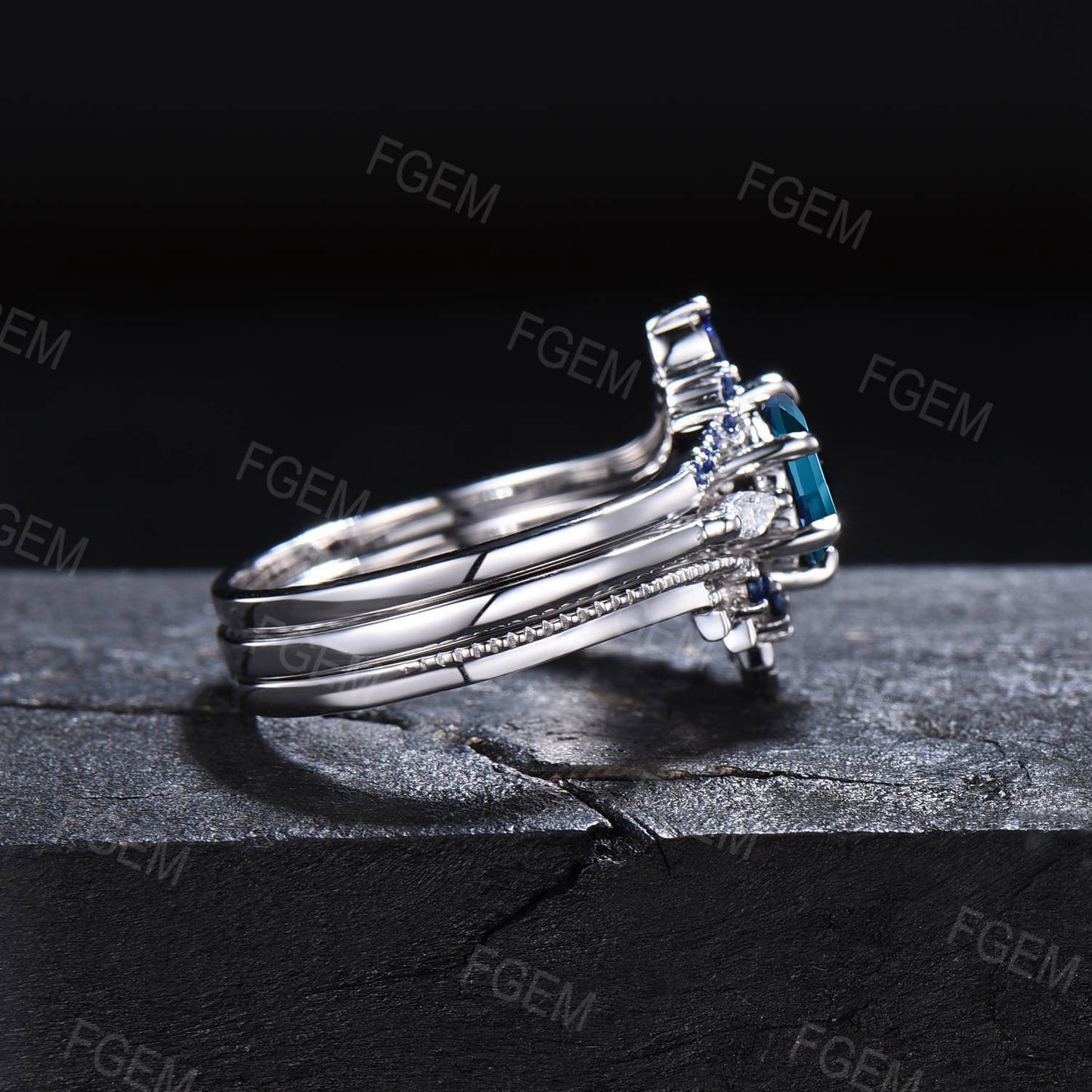 1ct Hexagon Cut Color-Change Alexandrite Ring Set Sterling Silver Alexandrite Blue Sapphire Wedding Ring June Birthstone Promise Ring Gifts