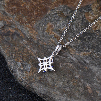 Minimalist 14K White gold Kite Cut Blue Sapphire Necklace Unique September Birthstone Blue Gemstone Polaris Pendant Delicate Necklace Gift