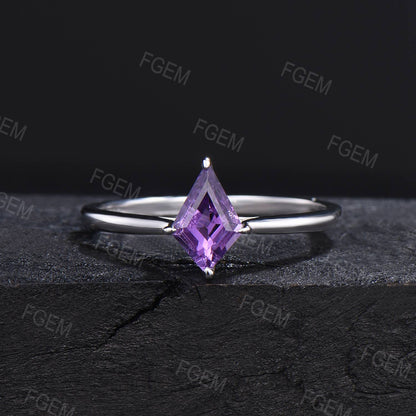 Unique 1CT Kite Cut Natural Amethyst Engagement Ring Set Purple Crystal Wedding Ring Set Purple Gemstone Ring Set Solitaire Amethyst Bridal Set