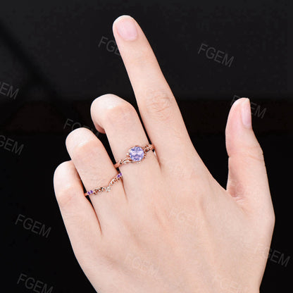 Twig Leaf Natural Lavender Amethyst Engagement Ring Rose Gold Floral Amethyst Wedding Ring Branch Textured Purple Crystal Ring Proposal Gift