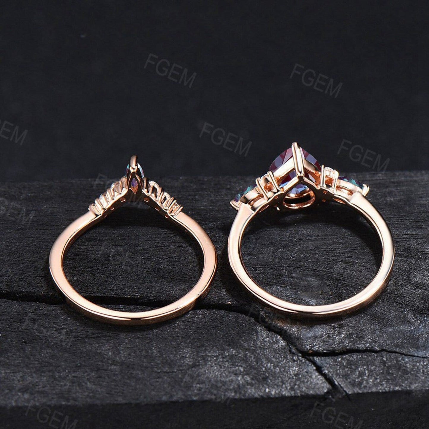 rose gold diamond ring set for Jessica DeLeo,ring size 4 1/2