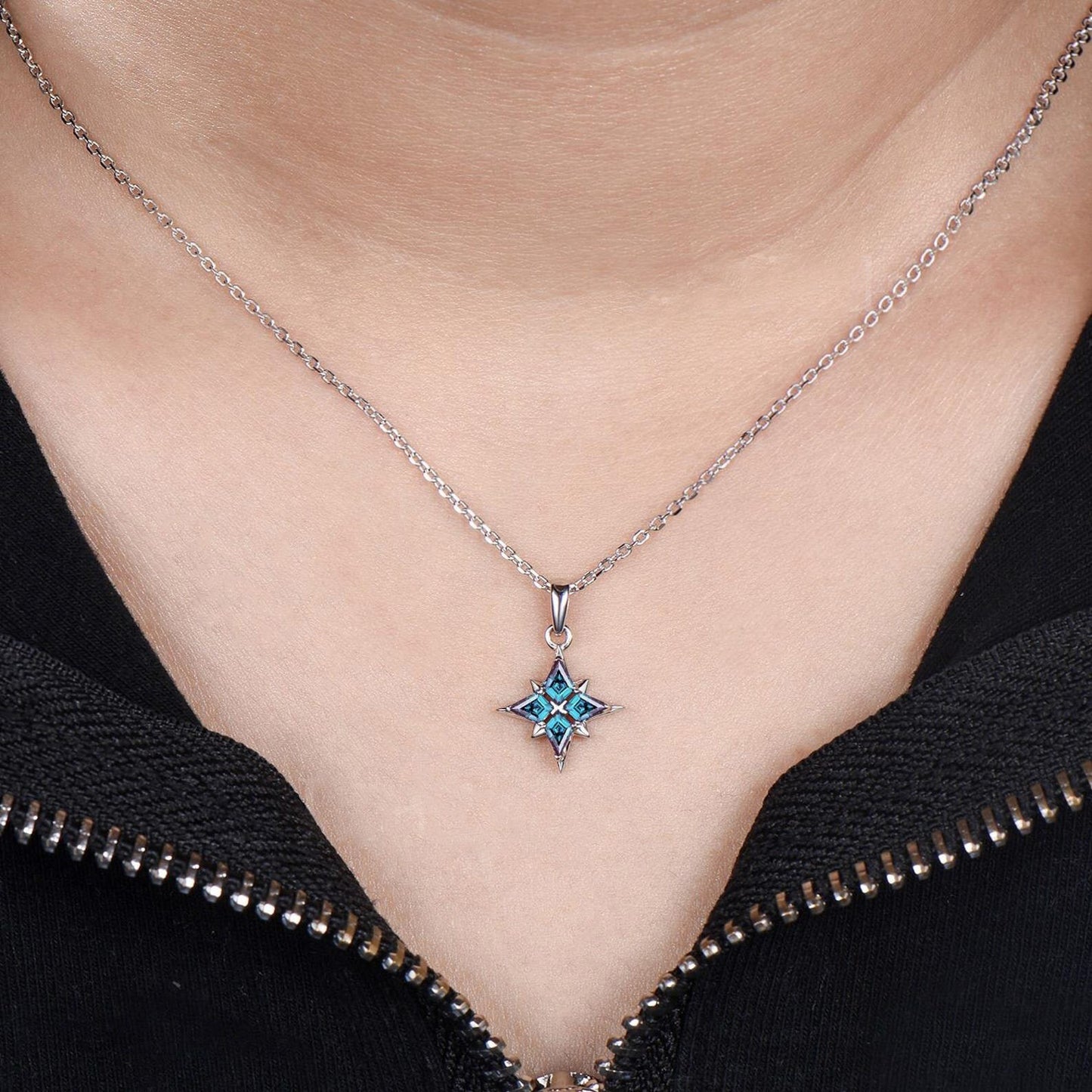Unique Kite Cut June Birthstone Alexandrite Necklace Dainty North Star Pendant Delicate Four Stone Celestial Necklace,Polaris Necklac