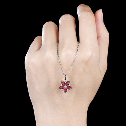 Vintage Pear Cut Ruby Necklace Unique Cherry Pendant July Birthstone Red Gemstone Ruby Pendant Minimalist 14k White Gold Anniversary Necklace