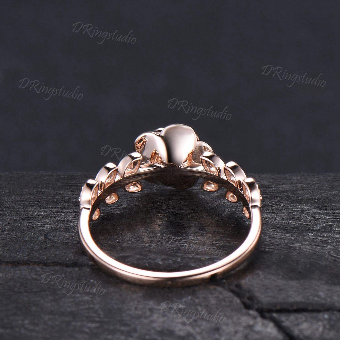 Rose Flower Moissanite Engagement Ring 10K/14K/18K Rose Gold Vintage Leaf Diamond Bridal Ring Unique Anniversary Gift Floral Wedding Ring